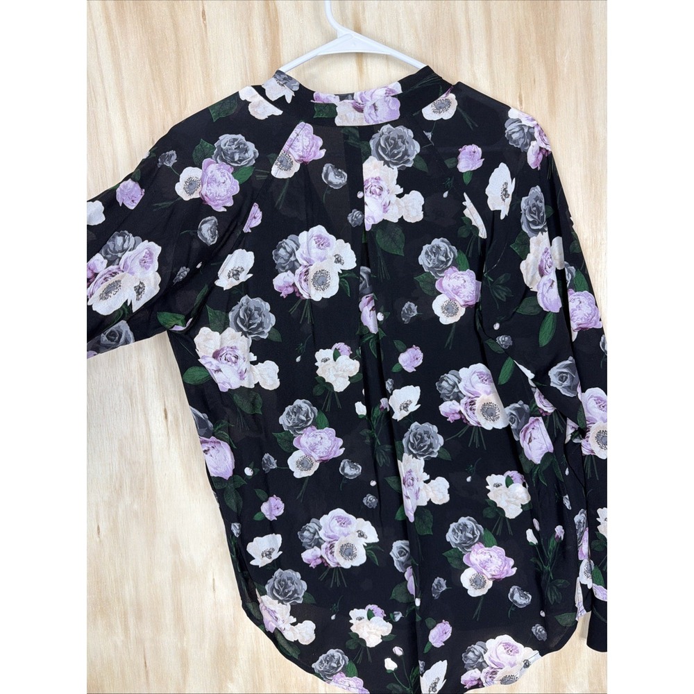 Equipment Femme 100% Silk Floral Button Up Blouse Black Pink S - Picture 5 of 8